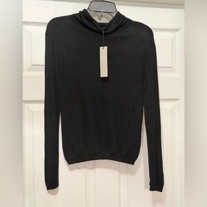 NEW One Grey Day black lightweight silk-like turtleneck Size Small